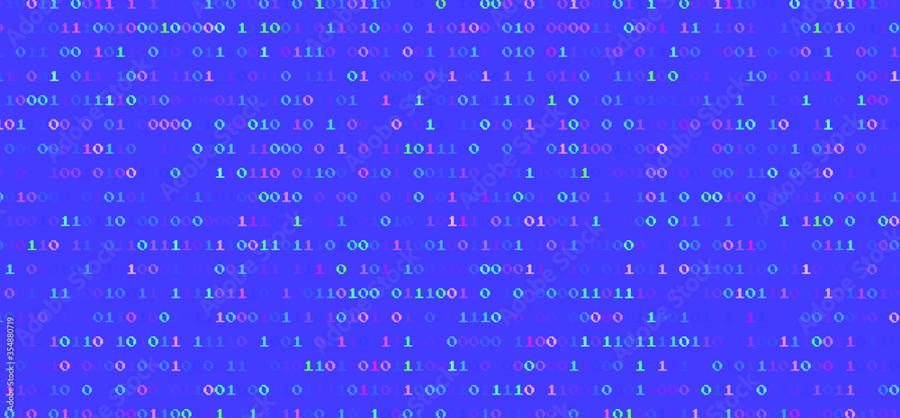Poster Vaporwave and retrowave background with binary code in pastel colors. Retro 80's style.