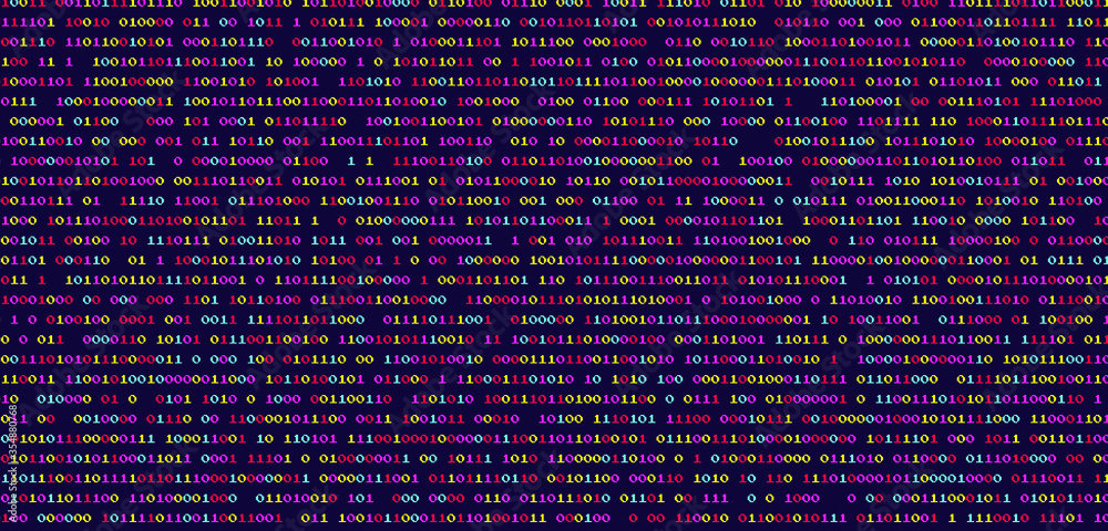 Leinwandbilder Abstract futuristic background with binary code, cyberspace matrix with digits.