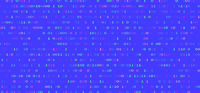 Vaporwave and retrowave background with binary code in pastel colors. Retro 80's style.