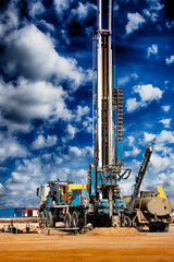 Drilling rig. Deep drilling. Industry, geology. Mineral exploration.