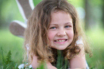 Portrait of a girl with curly hair