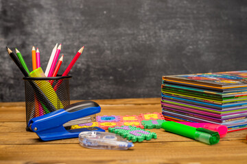 concept back to schooll black background