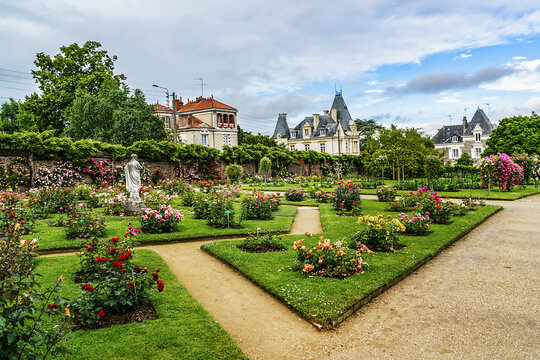 Thabor park (Le parc du Thabor) in Rennes - one of finest examples of landscape art of the XIII century public parks. Thabor Park is the pride of Rennes. Ille-et-Vilaine department, Rennes, France.