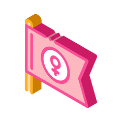 Female Mark Flag Icon Vector. Isometric Female Mark Flag sign. color isolated symbol illustration