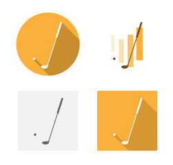 Golf Club and Golf Ball flat icon logo collection