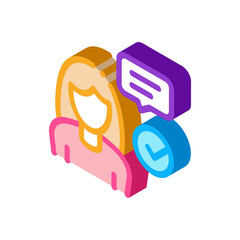 Woman Approved Icon Vector. Isometric Woman Approved sign. color isolated symbol illustration