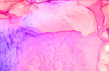 Light alcohol ink abstract background. Pink liquid watercolor paint splash texture effect illustration for card design, modern banners, ethereal graphic design