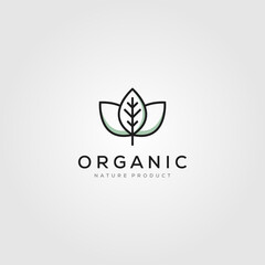Fototapeta na wymiar line art leaf organic logo minimalist vector illustration design