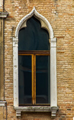 Traditional widow on building in Venice, Italy