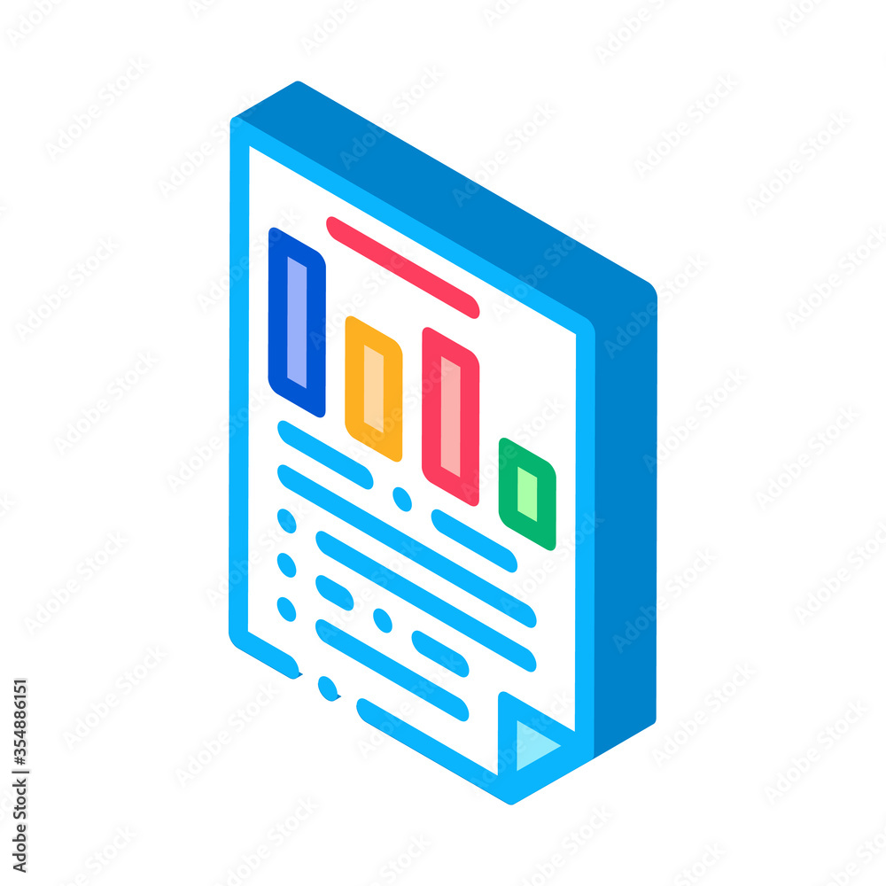 Poster statistician report document icon vector. isometric statistician paper page file with analytics grap