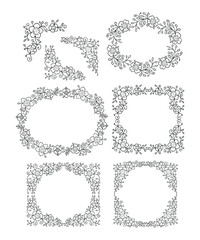 set of floral decorative frames, vector design elements