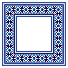 Ceramic tile border pattern. Islamic, indian, arabic motifs. Damask border seamless pattern. Porcelain ethnic bohemian background.