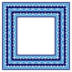 Obraz premium Ceramic tile border pattern. Islamic, indian, arabic motifs. Damask border seamless pattern. Porcelain ethnic bohemian background.