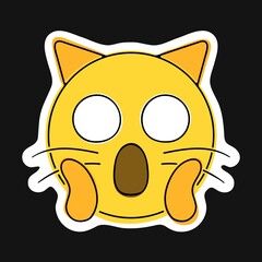 Weary Cat Face. Hand drawn emoji