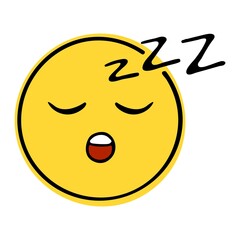 Sleeping Face Doodle Emoji. Vector illustration
