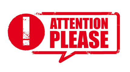 Attention, please sign - red grunge rubber stamp on white background