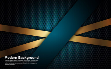 Illustration vector graphic of Abstract background golden effect on blue color modern