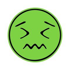 Nauseated Face Doodle Emoji. Vector illustration