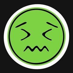 Nauseated Face Doodle Emoji. Vector illustration