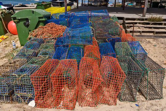 obster traps on the beach in Algarve