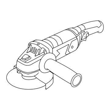 black angle grinder tool outline clip art preview