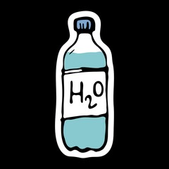 Water Bottle H2O. Doodle icon