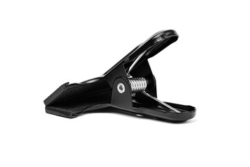 Clamp, spring clip with rubber protective sleeve, isolated on white background