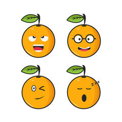 vector illustration fruit expression face flat design icon mascot