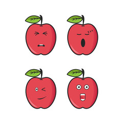 vector illustration fruit expression face flat design icon mascot