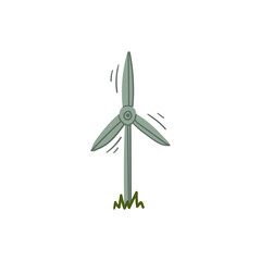 Wind mill hand drawn doodle concept illustration