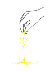 Vector illustration of hand with grated cheese
