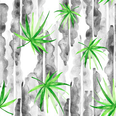 Tropical leaves. Watercolor leaves of a tree, palms,fern, nettle, abstract green of splash. Watercolor abstract seamless background, pattern, spot, splash of paint, blot, divorce,color. Tropic pattern