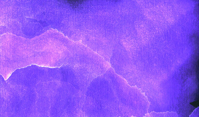 Purple gradient water color stained paper texture background. Soft smeared gentle light violet...
