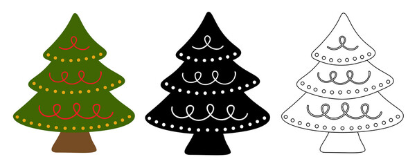 Set of Christmas trees vector illustration