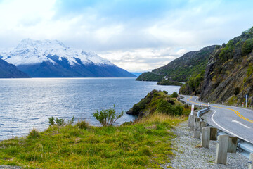 Beautiful Landscape of Lake Wakatipu Queenstown, South Island, New Zealand; View from the Devil's Staircase