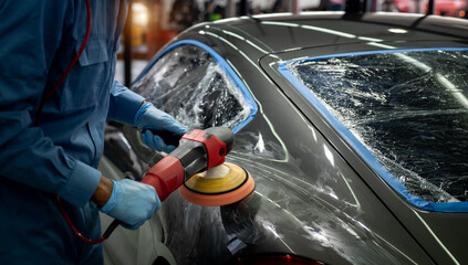 Car detailing-Polished black car polishing machine polished finishing 