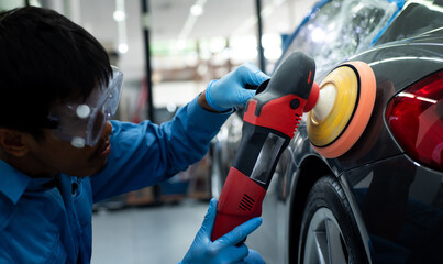 Car detailing-Polished black car polishing machine polished finishing 