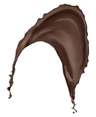 Splash of melted chocolate on white background