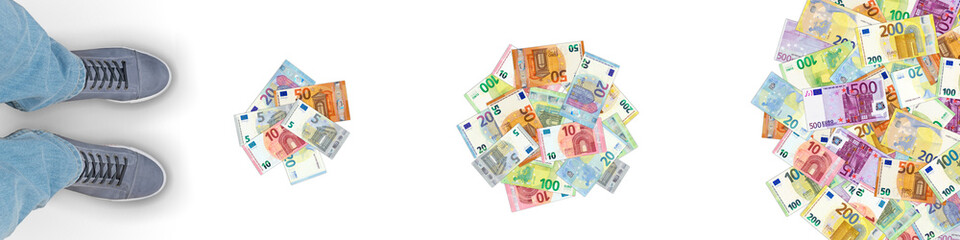 Obraz na płótnie Canvas Step by step more money (Euro banknotes)