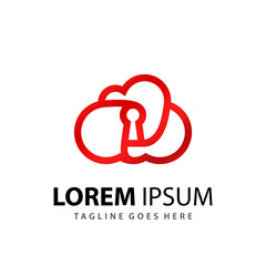 Abstract Gradient Red Cloud Key Logo Design Template Premium Vector
