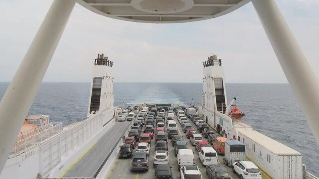 Ferry With Cargo Of Cars