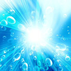 bubbles in the blue water