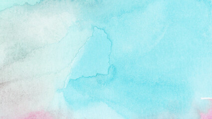 Smeared light sky blue shades frame, soft turquoise color watercolor illustration, creative...