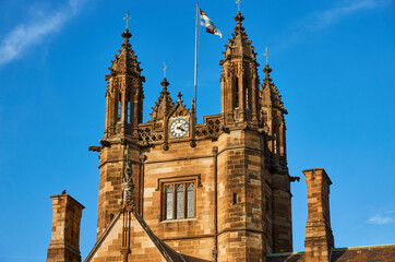 Sydney, NSW/Australia - 05 13 2020: Historic Buildings. University of Sydney Quadrangle Clocktower,  Philosophy Common Room. 