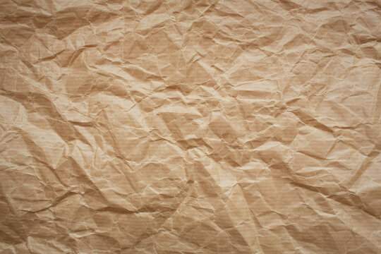 Yellow Brown Background Crumpled Craft Paper