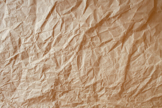 Yellow Brown Background Crumpled Craft Paper