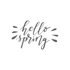 Hello Spring. Brush pen hand written lettering