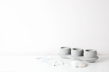 White frame mock up on a book shelf isolated on white background
