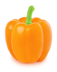 Fresh whole orange Bell pepper isolated on a white background.