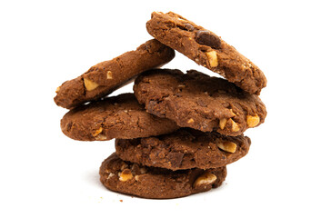 chocolate cookies with nuts isolated